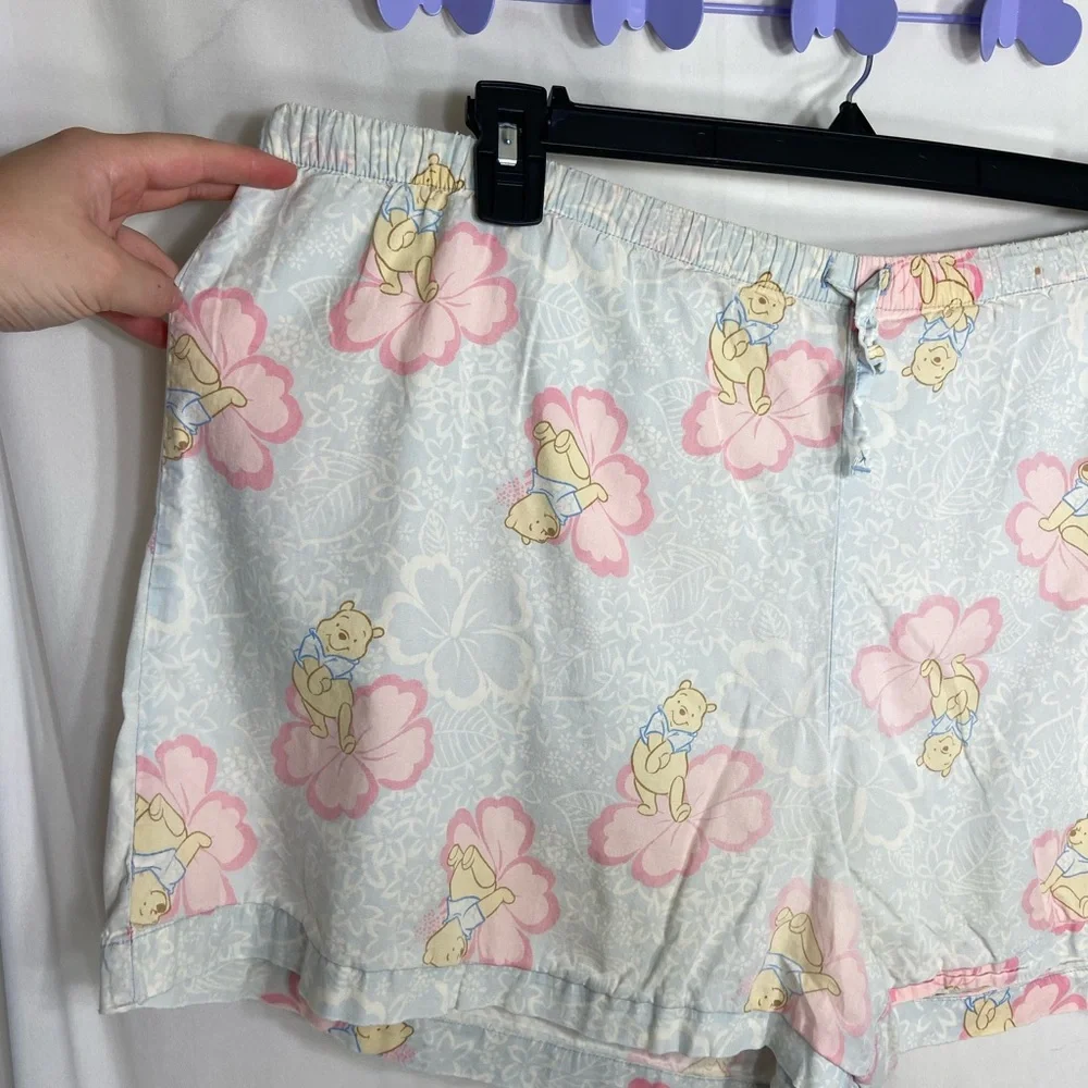 Disney women’s Winnie the Pooh light blue drawstring‎ pajama shorts 100% cotton - Picture 2 of 9